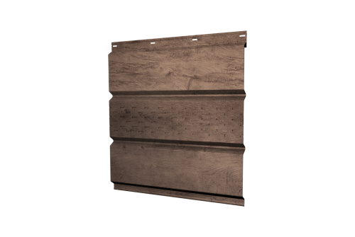 Софит металлический Классик Grand Line центральная перфорация 0,45 Print Premium с пленкой Almond Wood Fresh