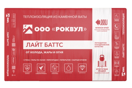 Утеплитель RockWool Лайт Баттс 1000х600х100 (5шт/пач. 3м2, 0,3м3, 20пач/пал)