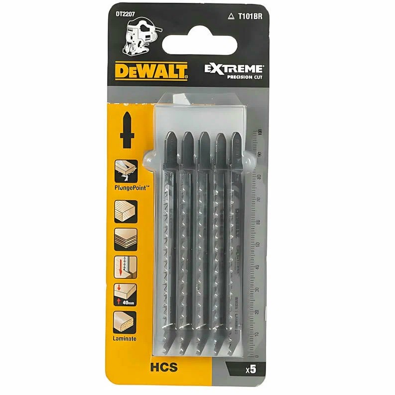 Пилки по дереву для лобзика чистый рез DeWalt DT2207 100 мм (5 шт)