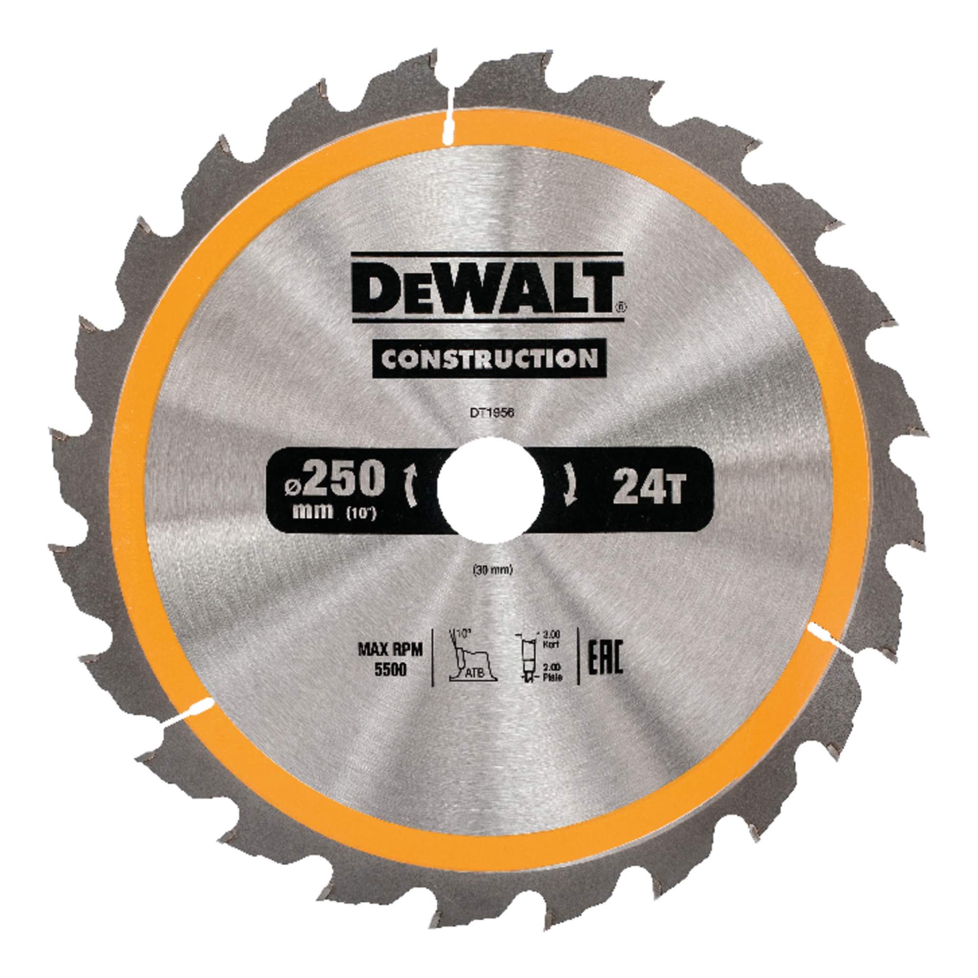Диск пильный DeWalt Construction по дереву с гвоздями 250x30 24T