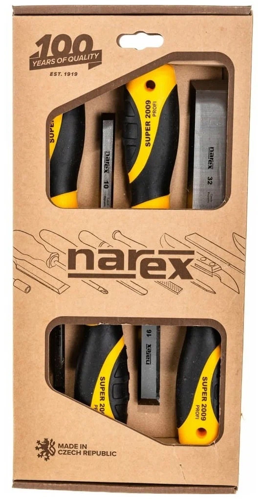 Набор стамесок NAREX LINE PROFI (8, 10, 16, 32 мм)