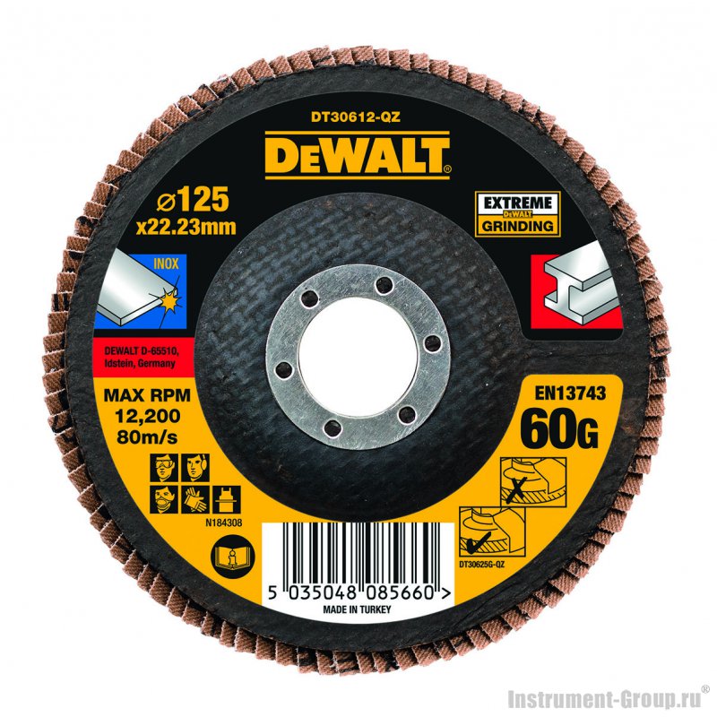 Круг лепестковый DeWalt 125 x 22.2 мм, 60G DT3266-QZ