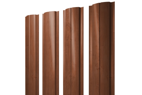 Штакетник Полукруглый Slim с прямым резом Grand Line 0,45 Print Elite Rowan TwinColor