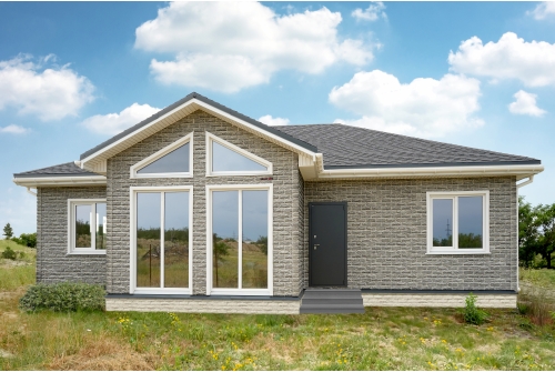 Фасадная панель Grand Line Колотый камень Design Plus гранит с белым швом