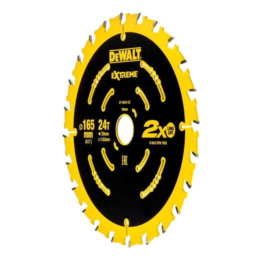 Диск пильный DeWalt Extreme по дереву с гвоздями 165x20 24T