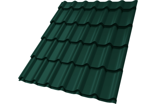 Металлочерепица Классик ("Classic") v01 0,5 Satin RAL 6005 зеленый мох