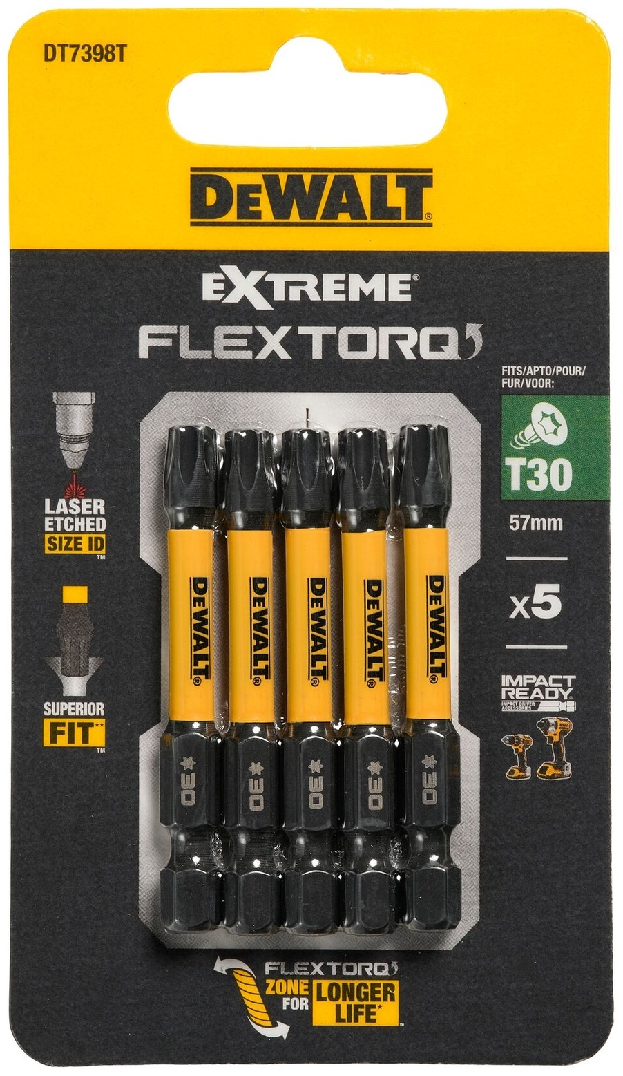 TX30 57 мм биты для шуруповерта Extreme FlexTorq (5 шт)