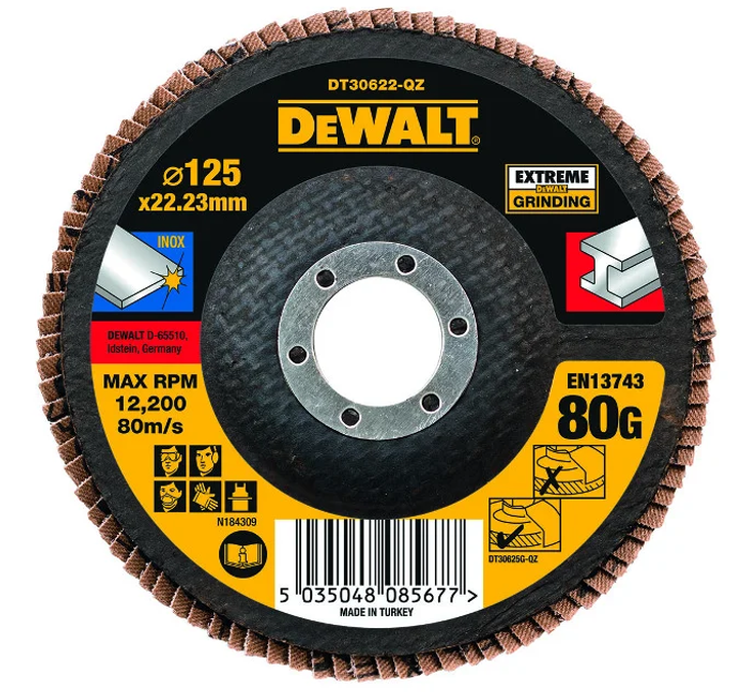Круг лепестковый DeWalt 125 x 22.2 мм, 80G Тип 27