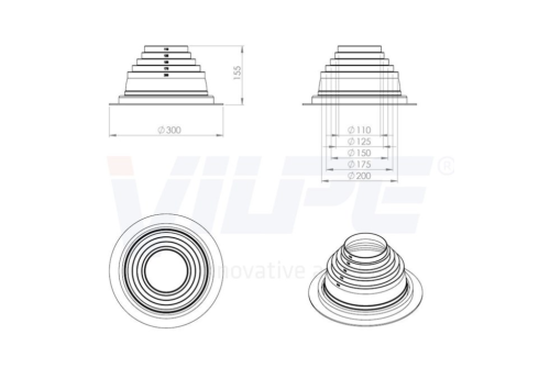 Уплотнитель резиновый Vilpe Roofseal 3 комплект (110-200) для металлических кровель