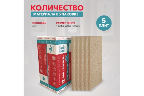 Утеплитель RockWool Акустик Баттс 1000х600х100 (3м2/0,3м3, 20 упакововк на поддоне)