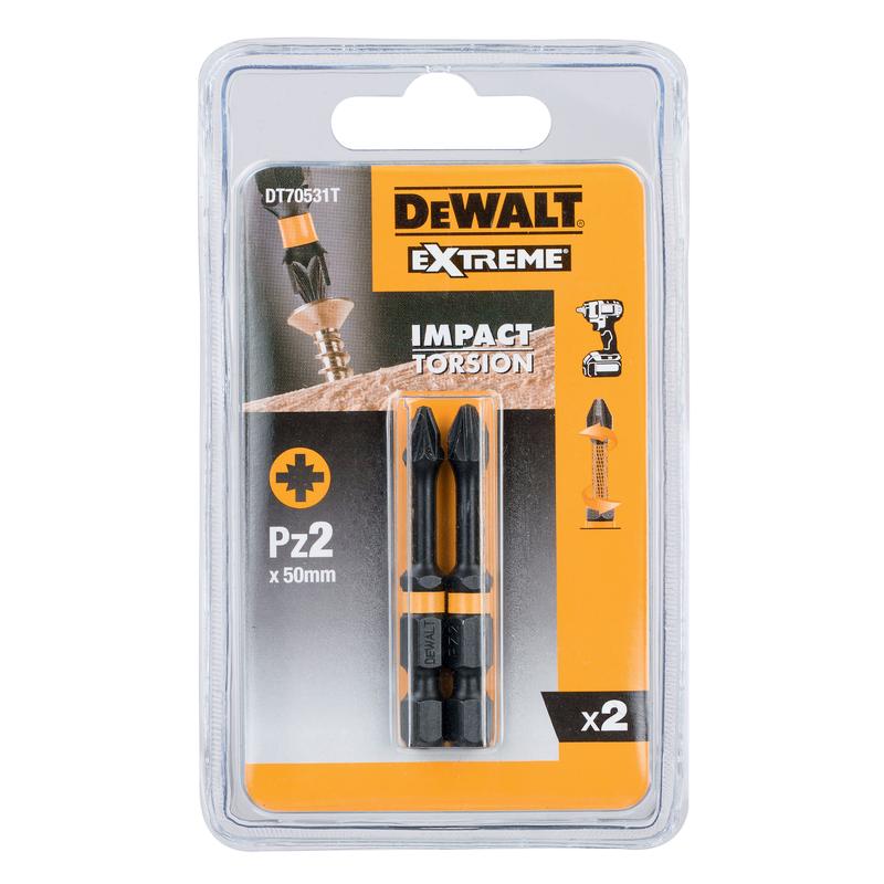 Биты ударные DeWalt Impact PZ2 50мм (2 шт)