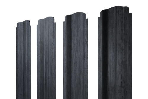 Штакетник П-образный B фигурный Grand Lineй 0,45 Print Premium Grey Wood TwinColor