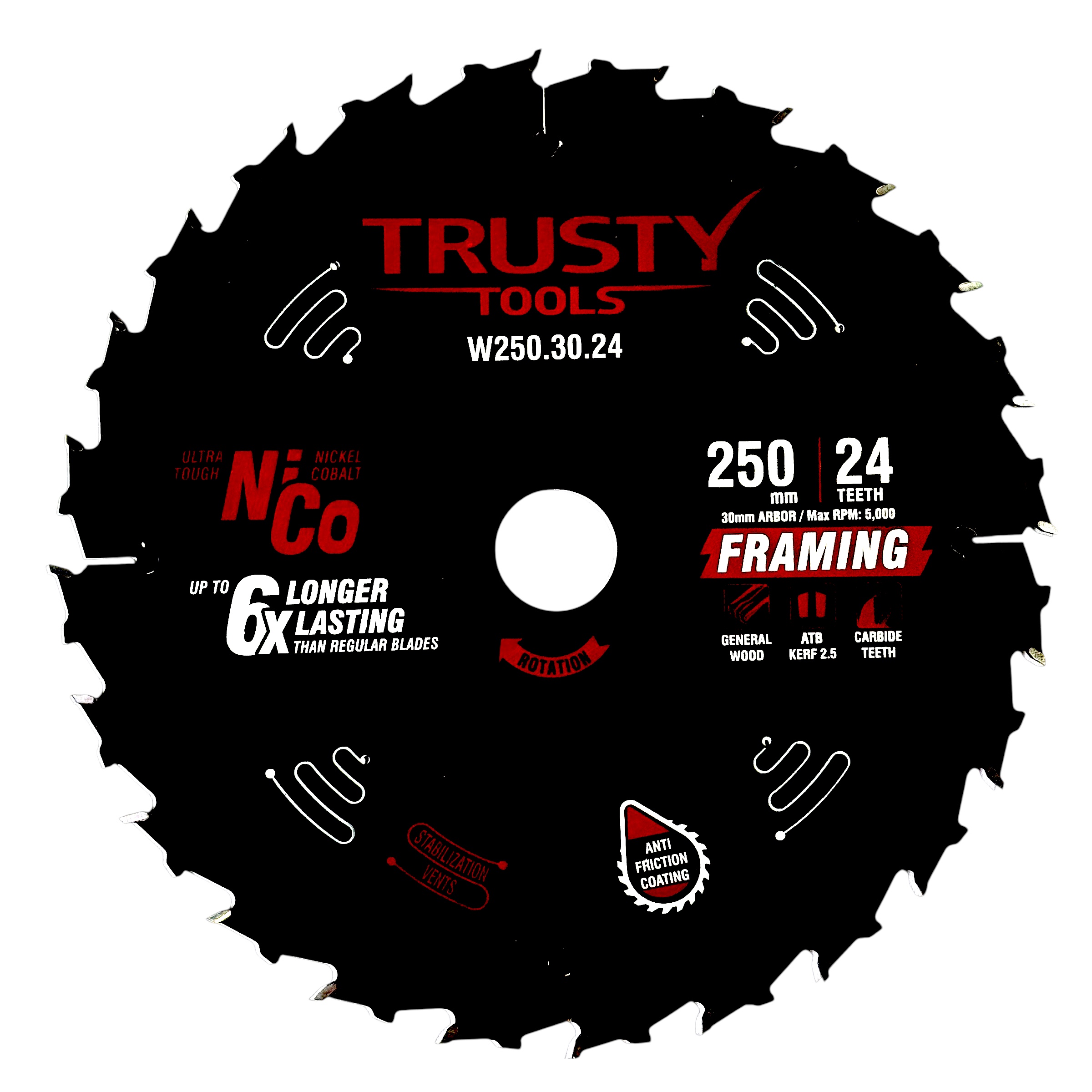 Диск пильный Trusty-Tools Framing по дереву 250х30 24T