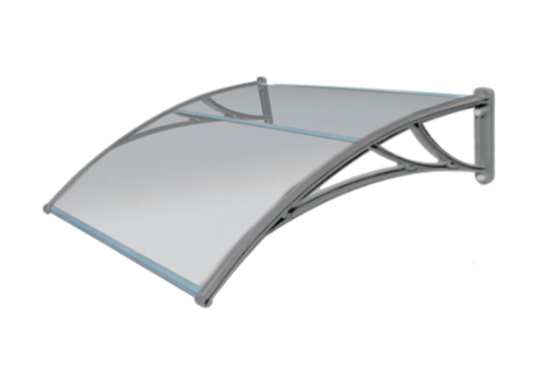 Козырек Krovent из поликарбоната 1200х930х280 прозрачный (серебристый кронштейн)