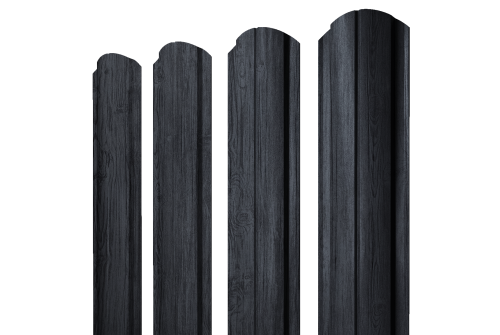 Штакетник Полукруглый Slim фигурный Grand Line 0,45 Print Premium Grey Wood TwinColor