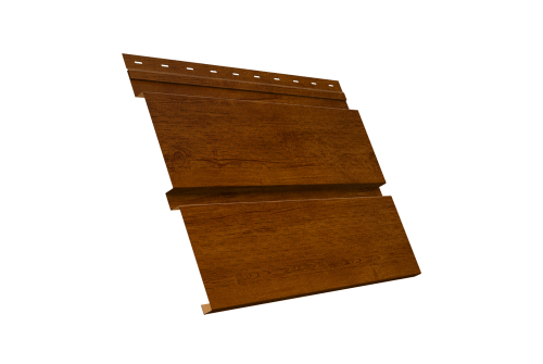 Софит металлический Квадро Брус Grand Line с перфорацией 0,45 Print Premium с пленкой Golden Wood Intense FTC