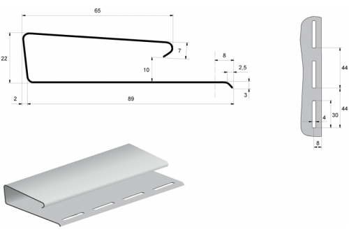 Наличник профиль J широкий Grand Line Standart белый (3,0м)