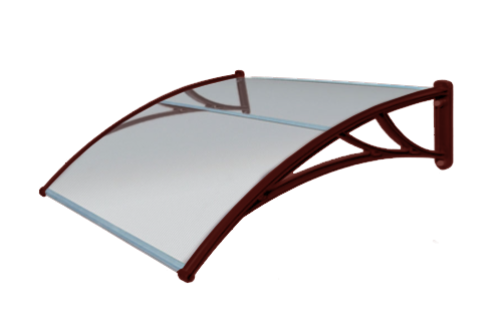 Козырек Krovent из поликарбоната 1200х930х280 прозрачный (красный кронштейн)