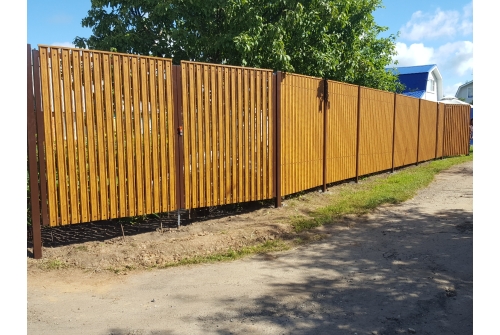Штакетник М-образный A с прямым резом Grand Line 0,45 Print-Double Elite Golden Wood