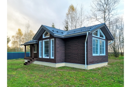 Фасадная панель Grand Line Колотый камень Design Plus кофе с темно-бежевым швом