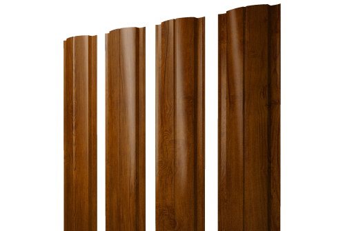 Штакетник Полукруглый Slim с прямым резом Grand Line 0,45 Print Premium Golden Wood Intense FTC