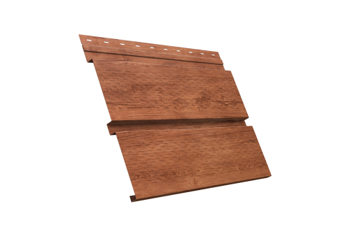 Софит металлический Квадро Брус Grand Line с перфорацией 0,45 Print Premium с пленкой Rowan Wood Intense FTC
