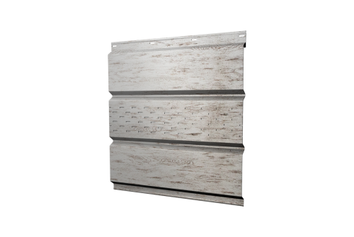 Софит металлический Классик Grand Line центральная перфорация 0,45 Print Elite с пленкой Snow Wood TwinColor