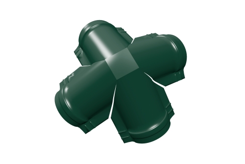 Четверник конька полукруглого Grand Line 0,5 Satin с пленкой RAL 6005 зеленый мох