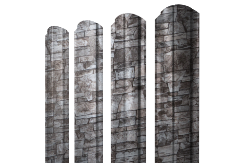 Штакетник Полукруглый Slim фигурный Grand Line 0,45 Print Elite Fine Stone TwinColor