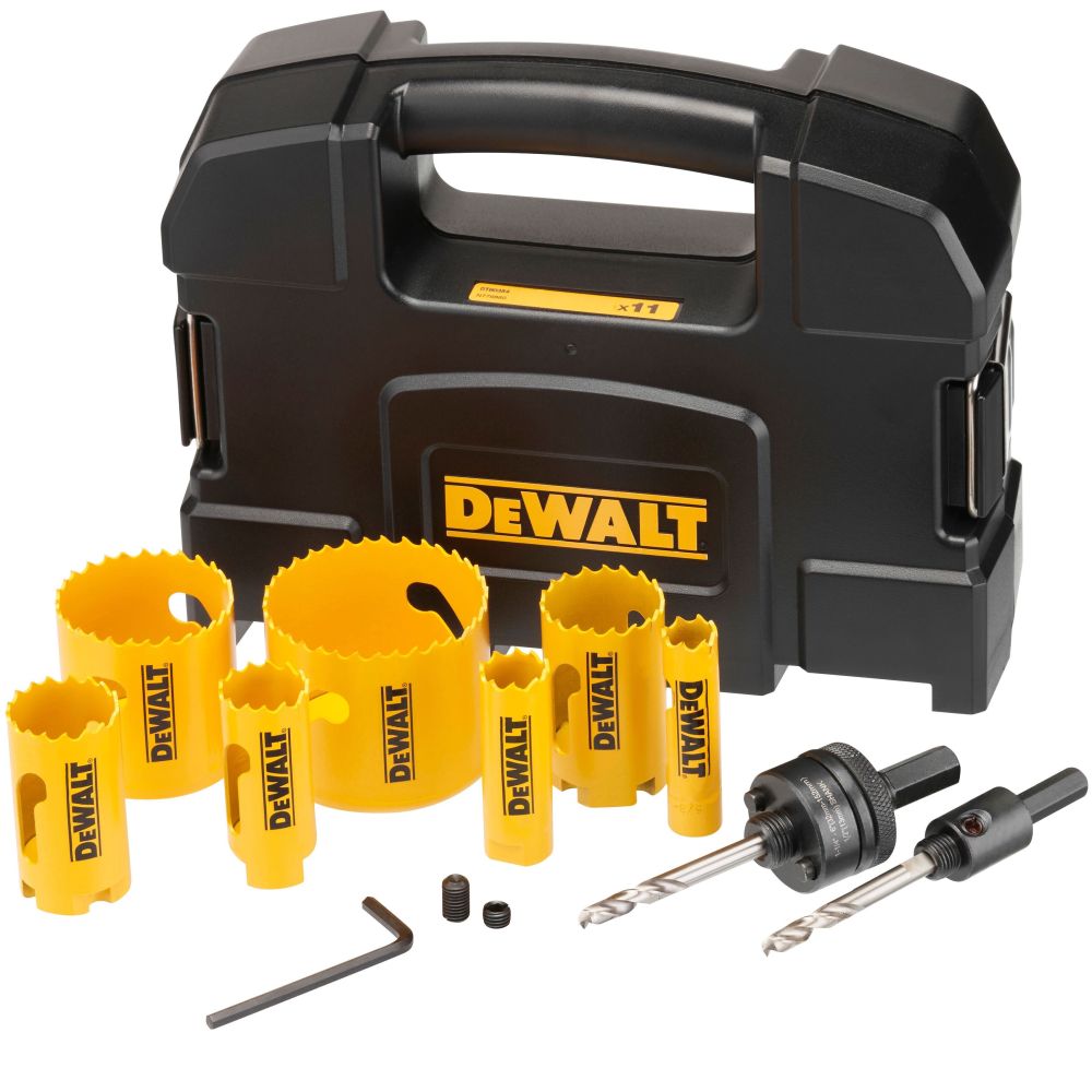 Коронки биметаллические и пилотные сверла DeWalt DT90354 16-64 мм (11 шт)