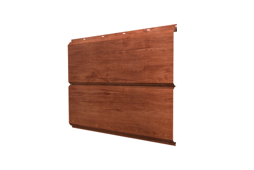 Софит металлический ЭкоБрус new Grand Line без перфорации 0,45 Print Premium с пленкой Rowan Wood Intense FTC