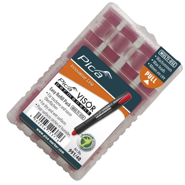 Сменные картриджи Pica 991/40 для маркера Pica Visor (красные) 4 шт