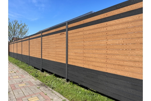 Штакетник ДПК Grand Line 97x12 тиснение с двух сторон графит 1,2м (ШТх2)