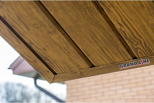 Софит металлический ЭкоБрус 0,345 Grand Line без перфорации 0,45 Print Elite Golden Wood TwinColor