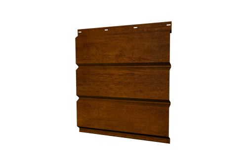 Софит металлический Классик Grand Line центральная перфорация 0,45 Print Premium с пленкой Golden Wood Intense FTC