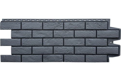Фасадная панель Grand Line Состаренный кирпич Design графит со швом RAL 9005