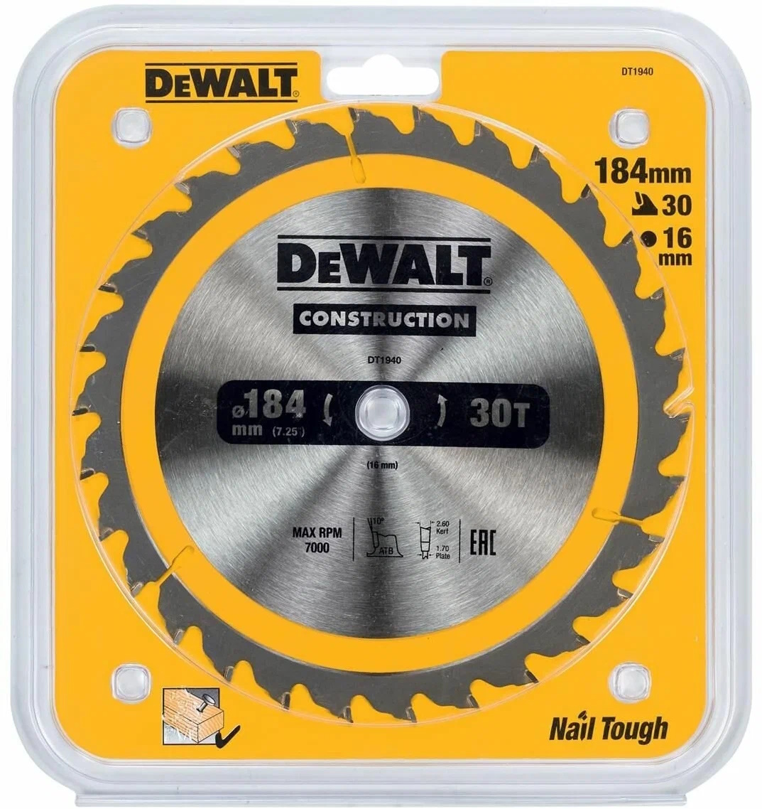 Диск пильный DeWalt EXTREME по дереву 184x16 24T