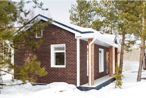 Фасадная панель Grand Line Состаренный кирпич Design Plus кофе с белым швом