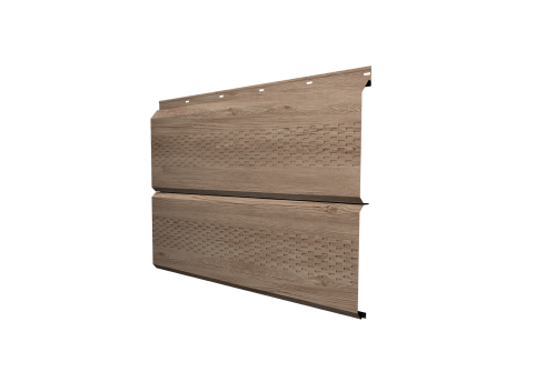 Софит металлический ЭкоБрус 0,345 Grand Line с перфорацией 0,45 Print Elite White Wood TwinColor