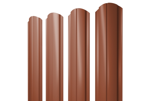 Штакетник Полукруглый Slim фигурный Grand Line 0,5 Satin Matt RAL 8004 терракота