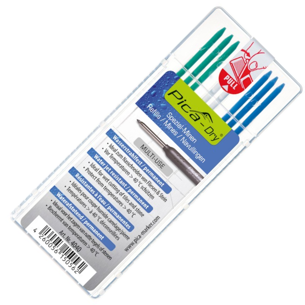 Грифели для карандаша Pica-Dry 4040 цветные (8 шт) водостойкие