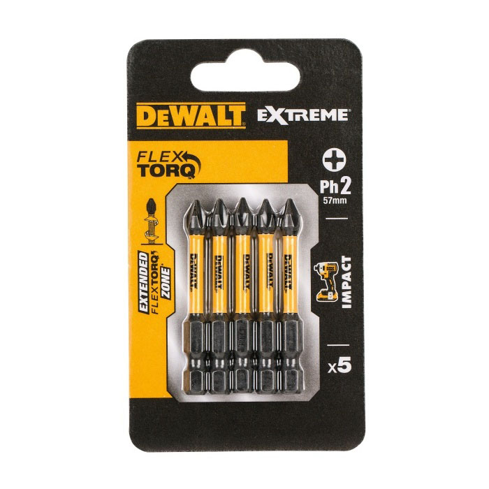 Биты ударные Extreme Torsion Ph2, 57 мм, (5 шт)