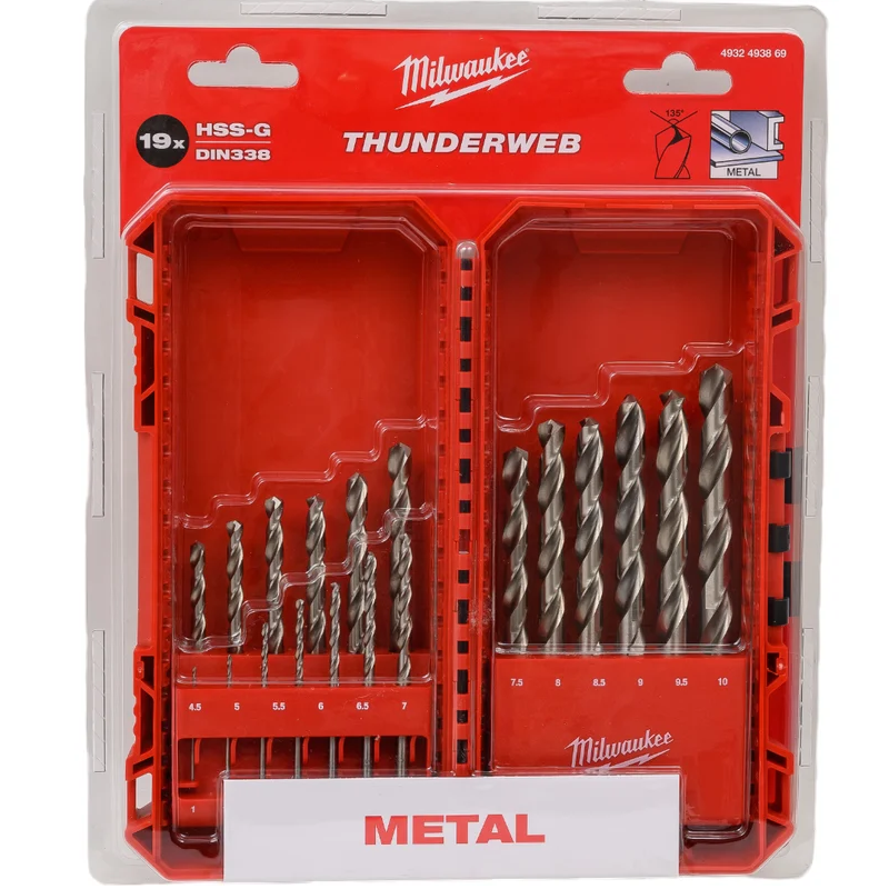 Набор свёрл и бит Milwaukee Thunder Web HSS-G 4932493869 (19 шт)