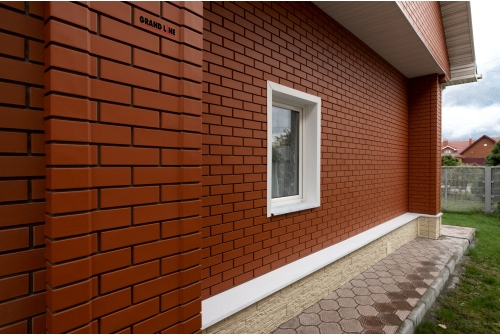 Фасадная панель Grand Line Клинкерный кирпич Design терракотовый со швом RAL 7006