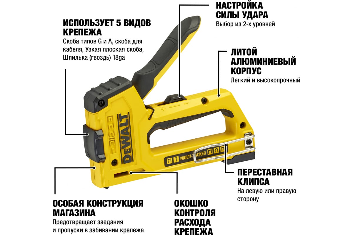 Степлер DeWalt Multi-Duty для скоб и гвоздей