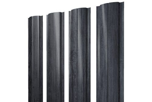 Штакетник Полукруглый Slim с прямым резом Grand Line 0,45 Print Premium Grey Wood TwinColor