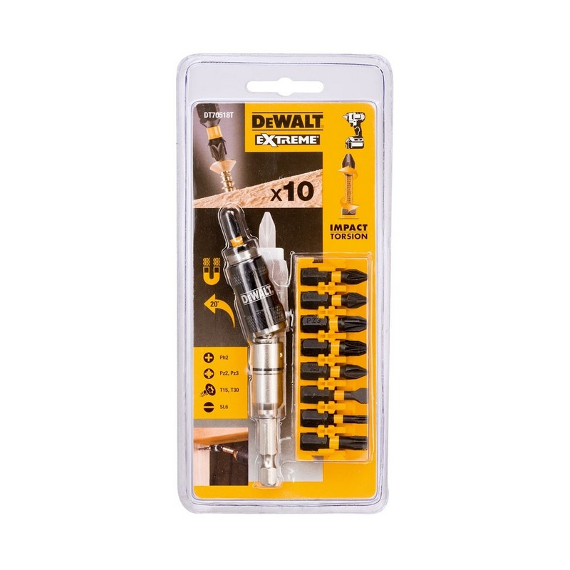 Набор бит DeWalt 25 мм (10 шт) с шарнирным держателем