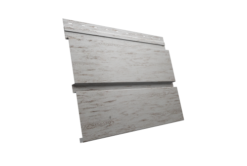 Софит металлический Квадро Брус Grand Line без перфорации 0,45 Print Elite с пленкой Snow Wood TwinColor