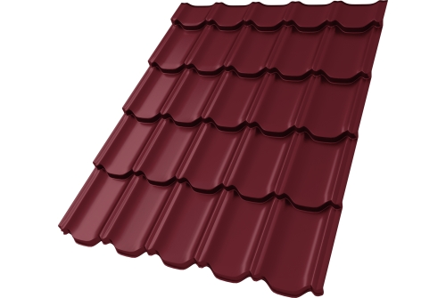 Металлочерепица "Квинта плюс3D" ("Kvinta plus3D") 0,5 Satin Matt RAL 3005 красное вино