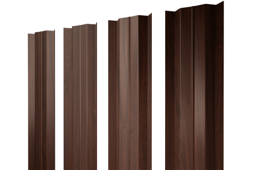 Штакетник М-образный B с прямым резом Grand Line 0,45 Print Elite Choco Wood TwinColor